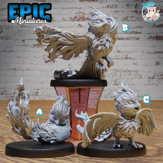 Phoenix Hatchling (Medium) | Premium DnD Minis High Quality Resin | Baby, Wyrmling, Toddler, Cute, Adorable, Beast, Fire Monster, Creature