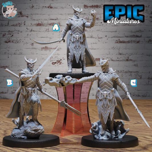 Infernal Knight Bundle (Large) | Premium DnD Minis | High Quality Resin Miniature | Fantasy, Hell, Horns, Skeleton, Lord, Demon, Devil