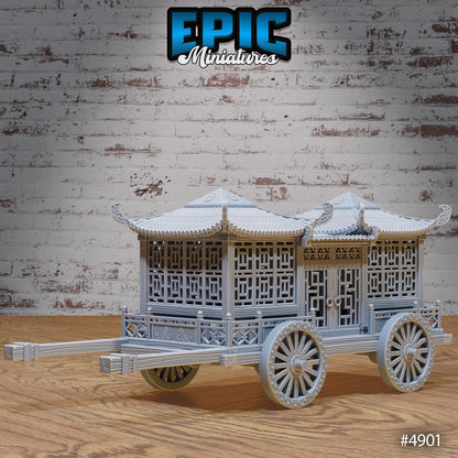 Noble Carriage | Premium DnD Minis High Quality Resin | Japanese, Travel, Japan, Asia, Asian, China, Horse Buggy, Straw, Wheels, Village