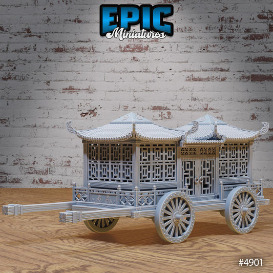 Noble Carriage | Premium DnD Minis High Quality Resin | Japanese, Travel, Japan, Asia, Asian, China, Horse Buggy, Straw, Wheels, Village