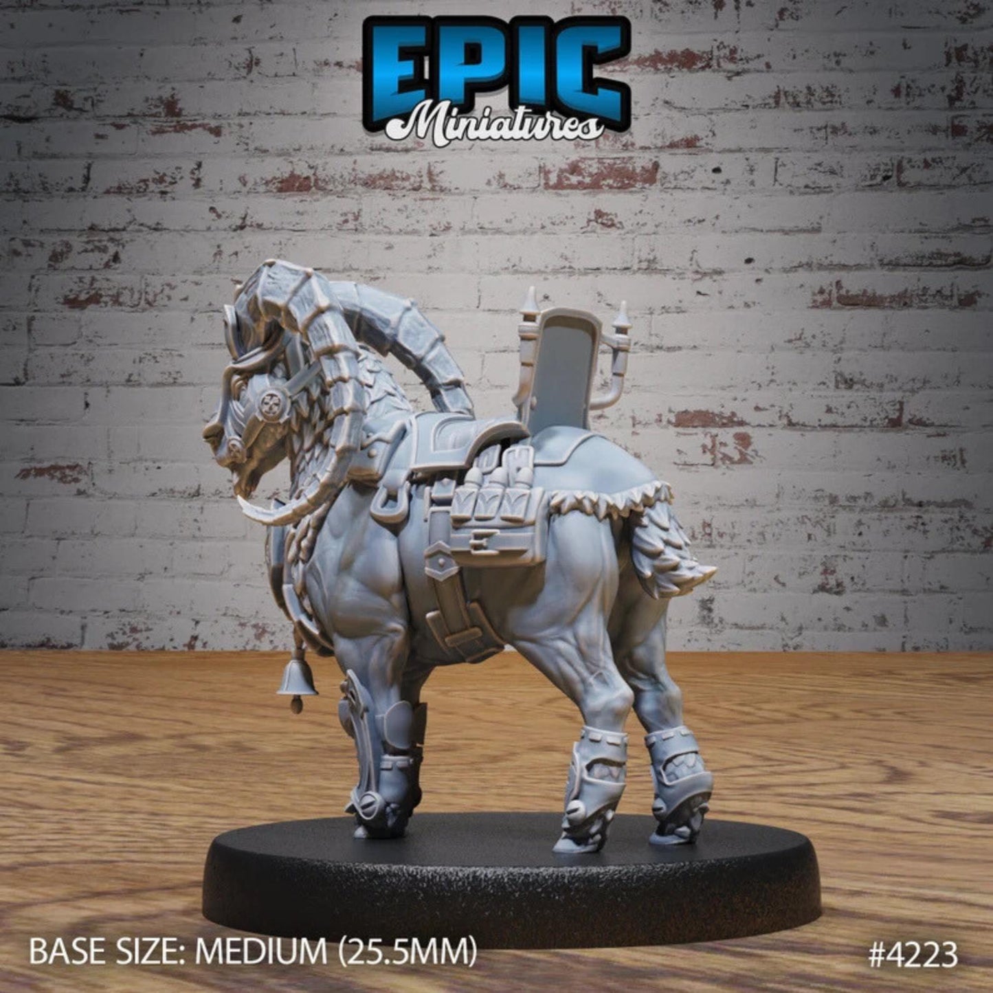 Wild Goat Beast Mount (Medium) | Premium DnD Minis with High Quality Resin | Fantasy Goat, Sheep, Bighorn, Saddle Bell, Scrolls, Armor