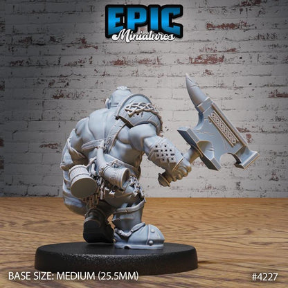 Male Dwarf Champion | Premium DnD Miniatures High Quality Resin | Fantasy, Anvil Horn Hammer, Shield, Beard, Fighter, Barbarian, Hero