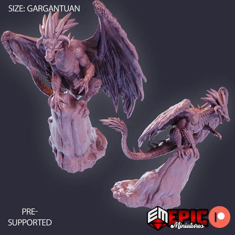 Mercury Dragon Mini (Gargantuan) | Premium DnD Miniatures with High Quality Resin | DnD Monster, Rock, Wings, Wyvern, Beast