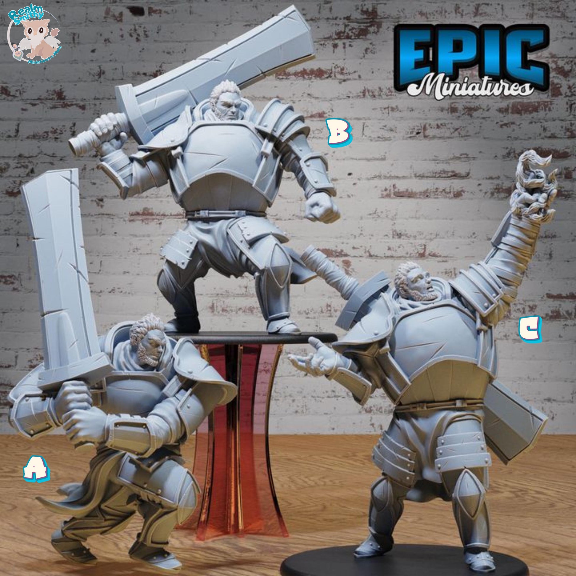 Fire Giant (Huge) | Premium DnD Minis High Quality Resin | Paladin, Barbarian, Fighter, Shield, Sword, Victory Pose, Male, Swipe, Attack