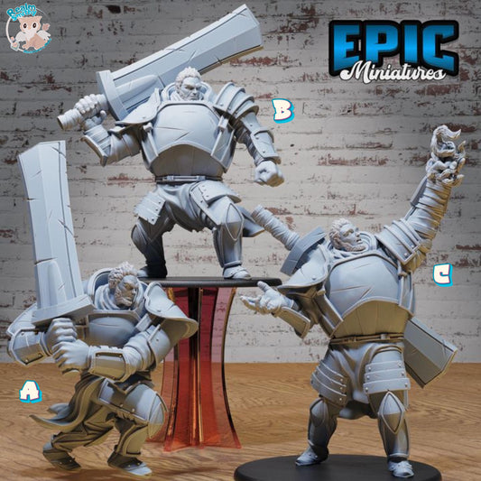 Fire Giant (Huge) | Premium DnD Minis High Quality Resin | Paladin, Barbarian, Fighter, Shield, Sword, Victory Pose, Male, Swipe, Attack