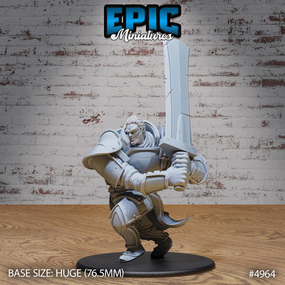 Fire Giant (Huge) | Premium DnD Minis High Quality Resin | Paladin, Barbarian, Fighter, Shield, Sword, Victory Pose, Male, Swipe, Attack