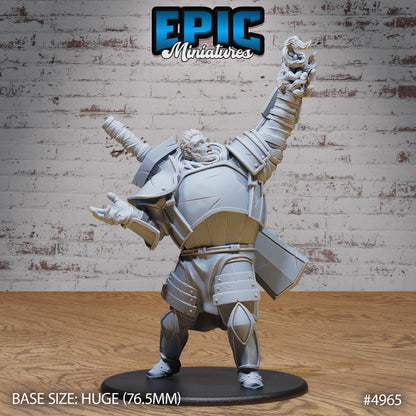 Fire Giant (Huge) | Premium DnD Minis High Quality Resin | Paladin, Barbarian, Fighter, Shield, Sword, Victory Pose, Male, Swipe, Attack