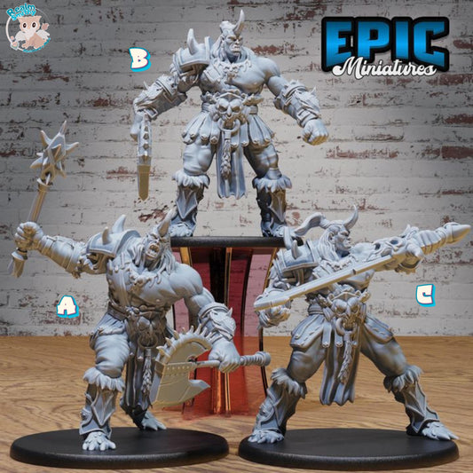 Ogrillon (Large) | Premium DnD Miniatures | High Quality Resin | Ogre, Orc, Barbarian, Half-Orc, Fighter, Axe, Male, Big, Mohawk, Mace, Horn
