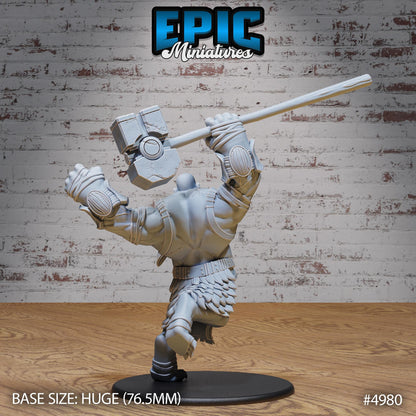 Hill Giant Smasher (Huge) | Premium DnD Minis High Quality Resin | D&D RPG | Big, Fat, Beard, Stomp, Troll, Hammer, Bald