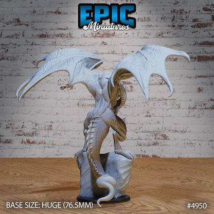 Inferno Wyvern (Huge + Wings) | Premium DnD Minis High Quality Resin | D&D RPG | Dragon, Wyverns, Flying, Rock, Standing, Beast, Creature