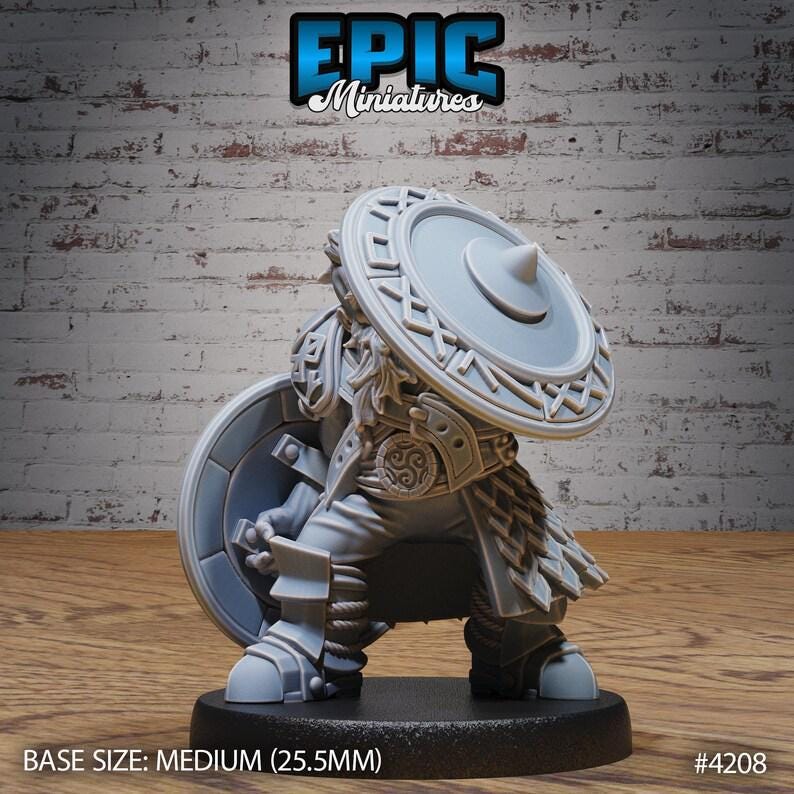 Male/Female Dwarf Fighter/Bard Bundle (Medium) | Premium DnD Minis | High Quality Resin | Fantasy, Drum, Spear, Shield Maiden, Valkyrie