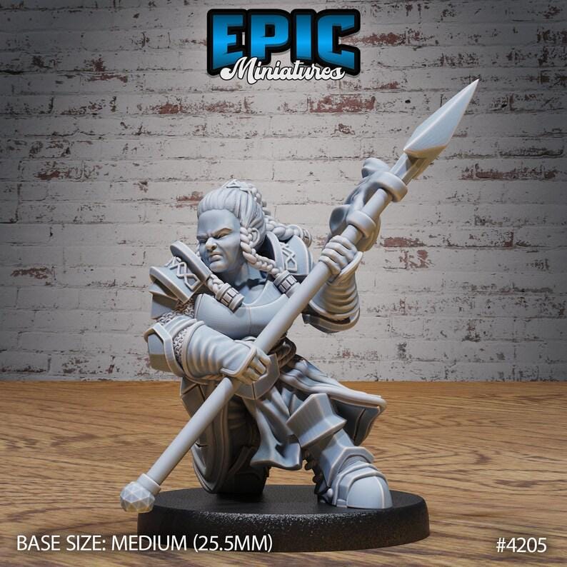 Male/Female Dwarf Fighter/Bard Bundle (Medium) | Premium DnD Minis | High Quality Resin | Fantasy, Drum, Spear, Shield Maiden, Valkyrie