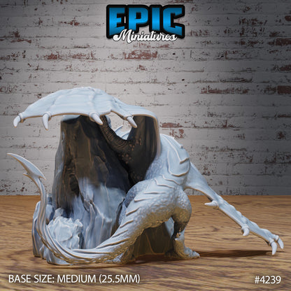 Black Dragon Wyrmling (Medium) | Premium DnD Minis | High Quality Resin | Wyvern Mini, Beast, Medium, Cute, Stretching, Dragon, Baby Infant