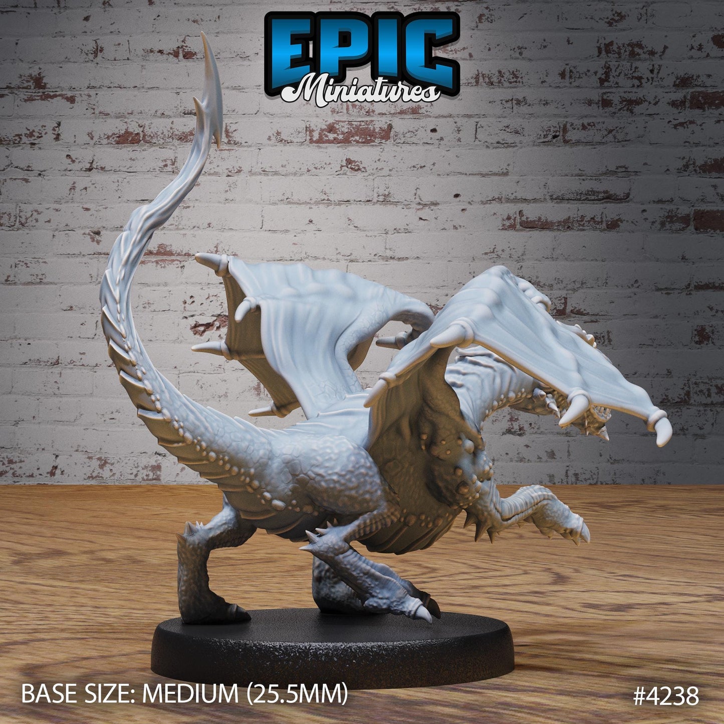 Black Dragon Wyrmling (Medium) | Premium DnD Minis | High Quality Resin | Wyvern Mini, Beast, Medium, Cute, Stretching, Dragon, Baby Infant