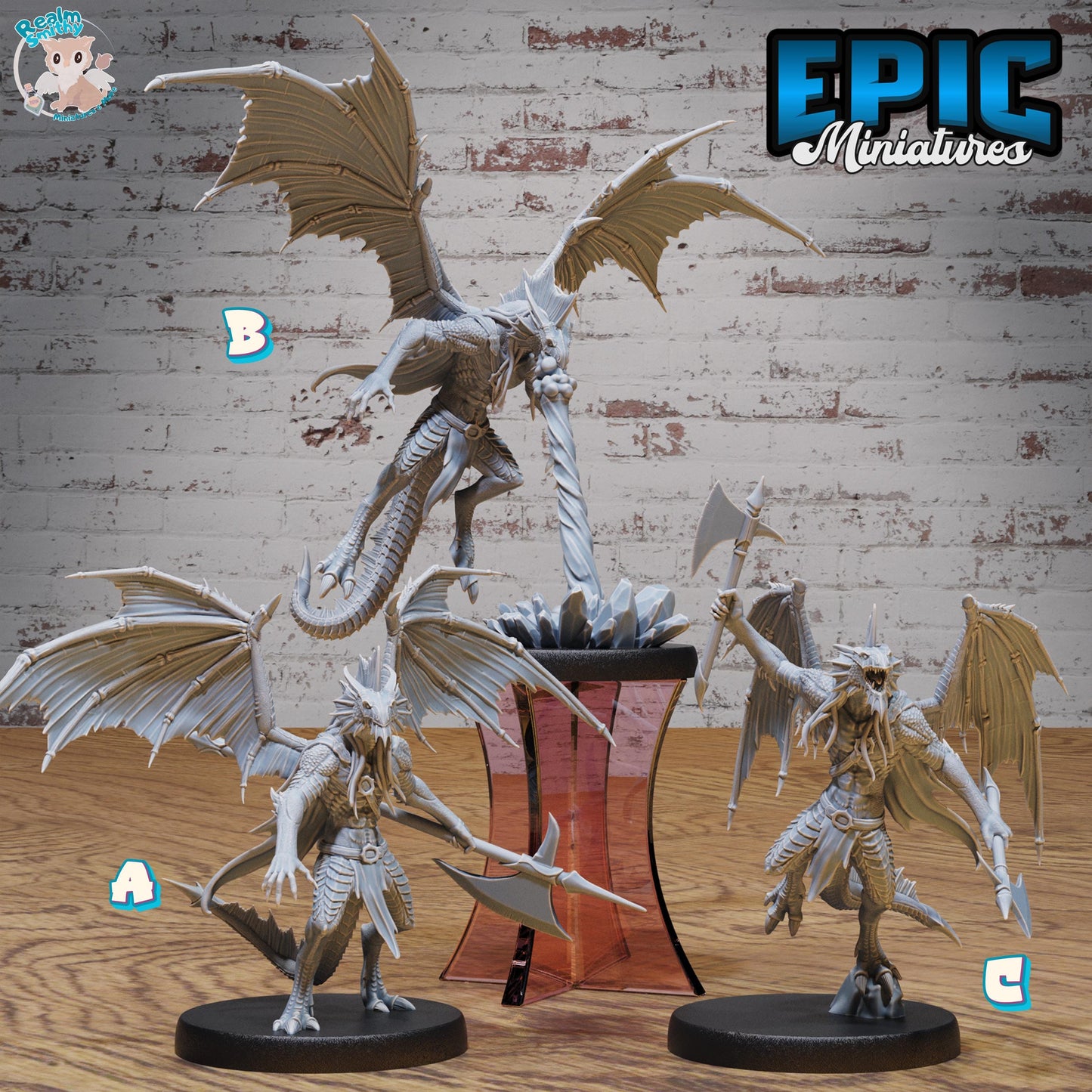 Draconic Demon Silver (Medium) | Premium DnD Miniatures | High Quality Resin | D&D RPG