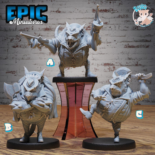 Sewer Godfather Rats (Medium) | Premium DnD Minis | High Quality Resin Miniature | Gun, Gangster, Mafia, Axe, Tommy Machine Guns, Mice