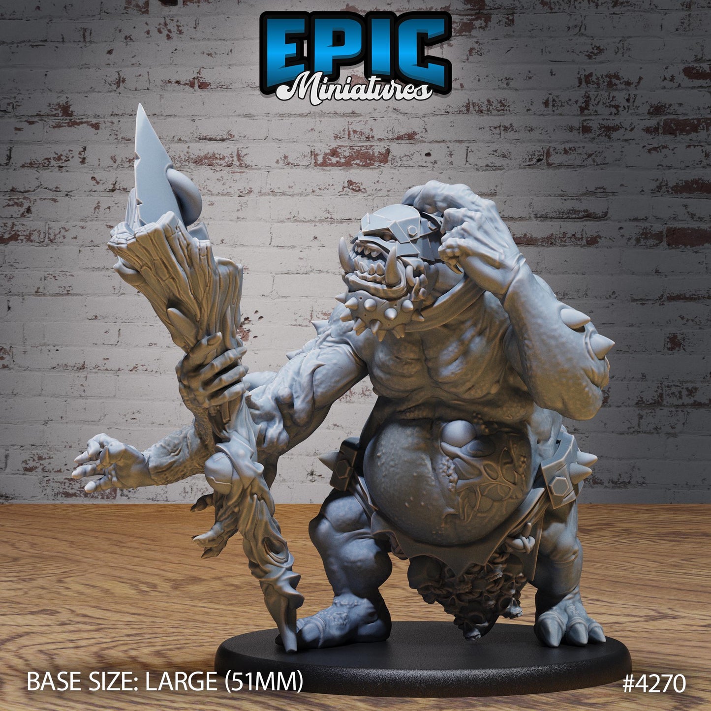Troll Mutant (Large) Bundle | Premium DnD Minis | High Quality Resin Miniature | Fantasy, Axe, Chains, Confused, Dumb, Beast