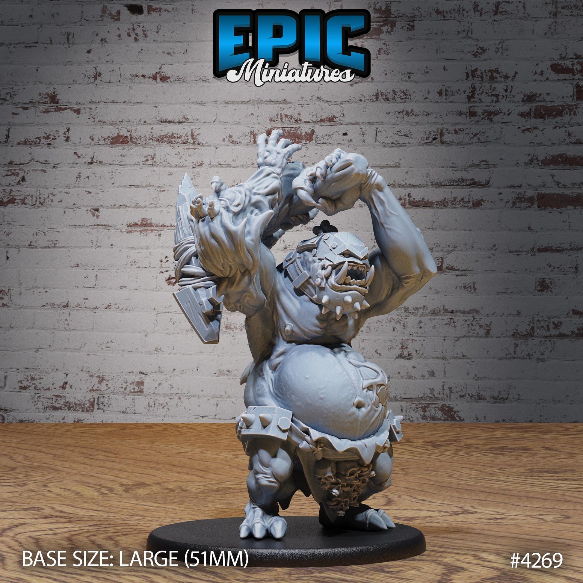 Troll Mutant (Large) Bundle | Premium DnD Minis | High Quality Resin Miniature | Fantasy, Axe, Chains, Confused, Dumb, Beast