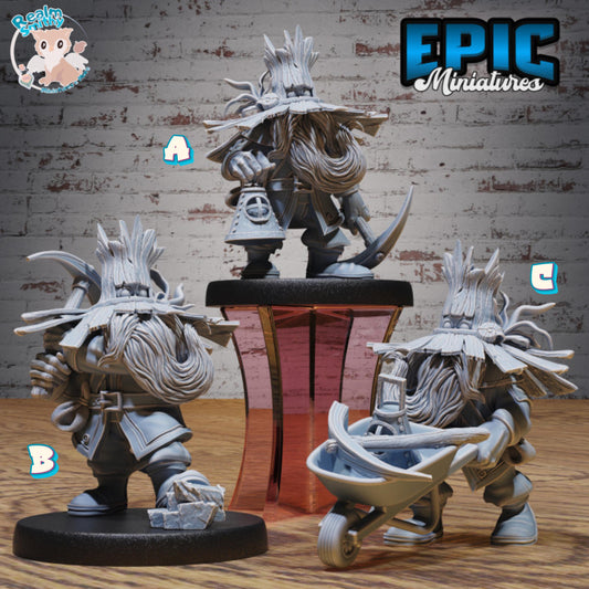 Wild Dwarf Miner Bundle (Medium) | Premium DnD Minis | High Quality Resin | Fantasy Dwarf