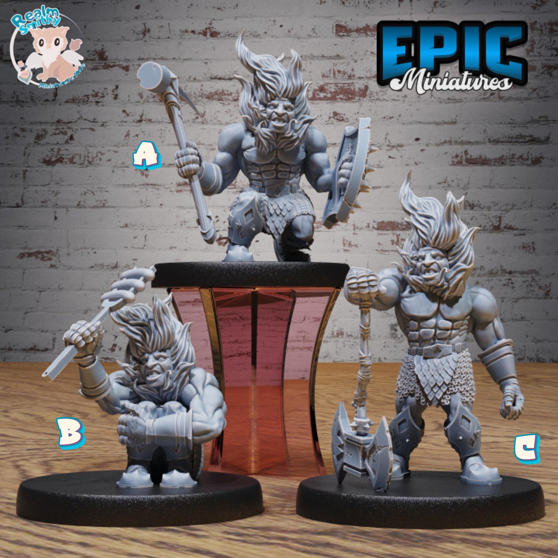 Fire Dwarf Miniature (Medium) | Premium DnD Minis High Quality Resin | Fantasy | Sitting, Attack, Flames, Hair, Fighter, Shield, Gnome