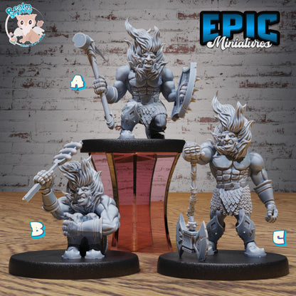 Fire Dwarf Miniature (Medium) | Premium DnD Minis High Quality Resin | Fantasy | Sitting, Attack, Flames, Hair, Fighter, Shield, Gnome