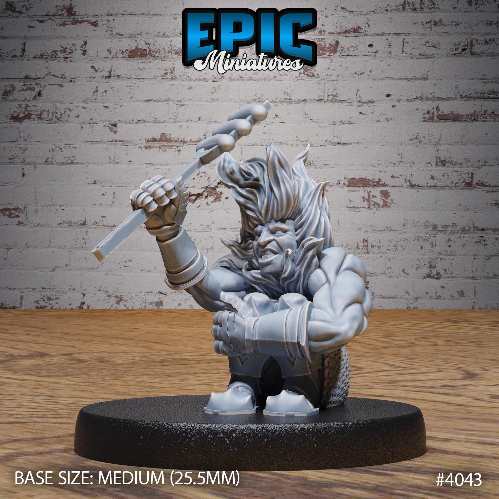 Fire Dwarf Miniature (Medium) | Premium DnD Minis High Quality Resin | Fantasy | Sitting, Attack, Flames, Hair, Fighter, Shield, Gnome