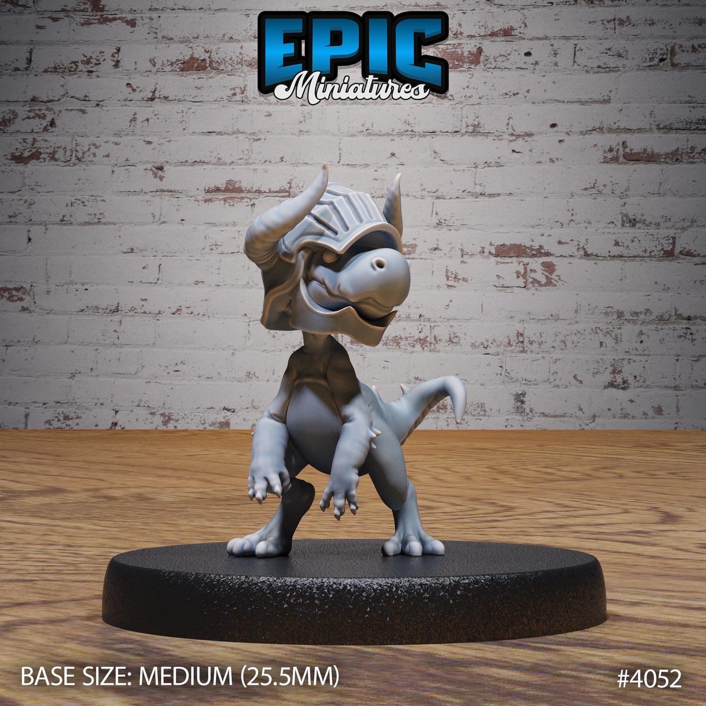 Dino Knight Miniature (Medium) | Premium DnD Minis High Quality Resin | Fantasy | Baby, Dinosaur, Armor, Bow, Helmet, Sword, Saurial