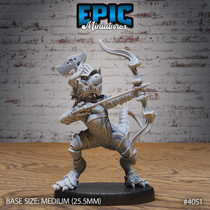 Dino Knight Miniature (Medium) | Premium DnD Minis High Quality Resin | Fantasy | Baby, Dinosaur, Armor, Bow, Helmet, Sword, Saurial