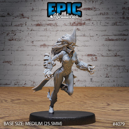 Fire Genasi Female (Medium) | Premium DnD Minis High Quality Resin | Fantasy, Torch Gun, Run, Flame, Pathfinder, Elemental, Artificer Pistol