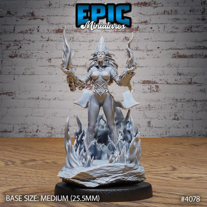 Fire Genasi Female (Medium) | Premium DnD Minis High Quality Resin | Fantasy, Torch Gun, Run, Flame, Pathfinder, Elemental, Artificer Pistol