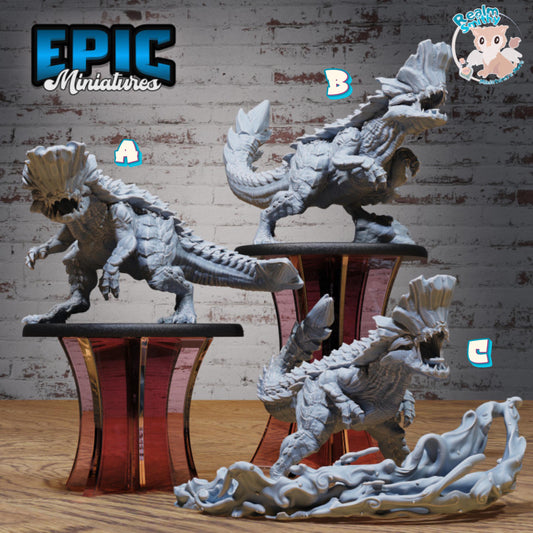 Rockhead Dinosaur (Large) | Premium DnD Minis | High Quality Resin | T-Rex, Roar, Rock, Wave, Water, Lizard, Encounter, Beast