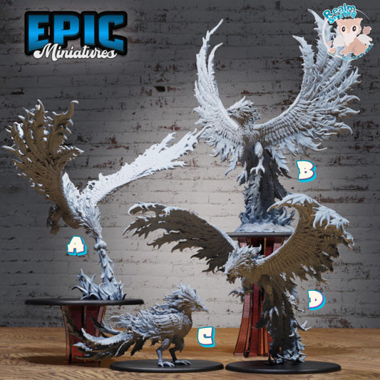 Primordial Phoenix Miniature (Huge) | Premium DnD Minis | High Quality Resin | Flame, Fire, Dragon, Feathers, Flying, Beast, Flames, HP