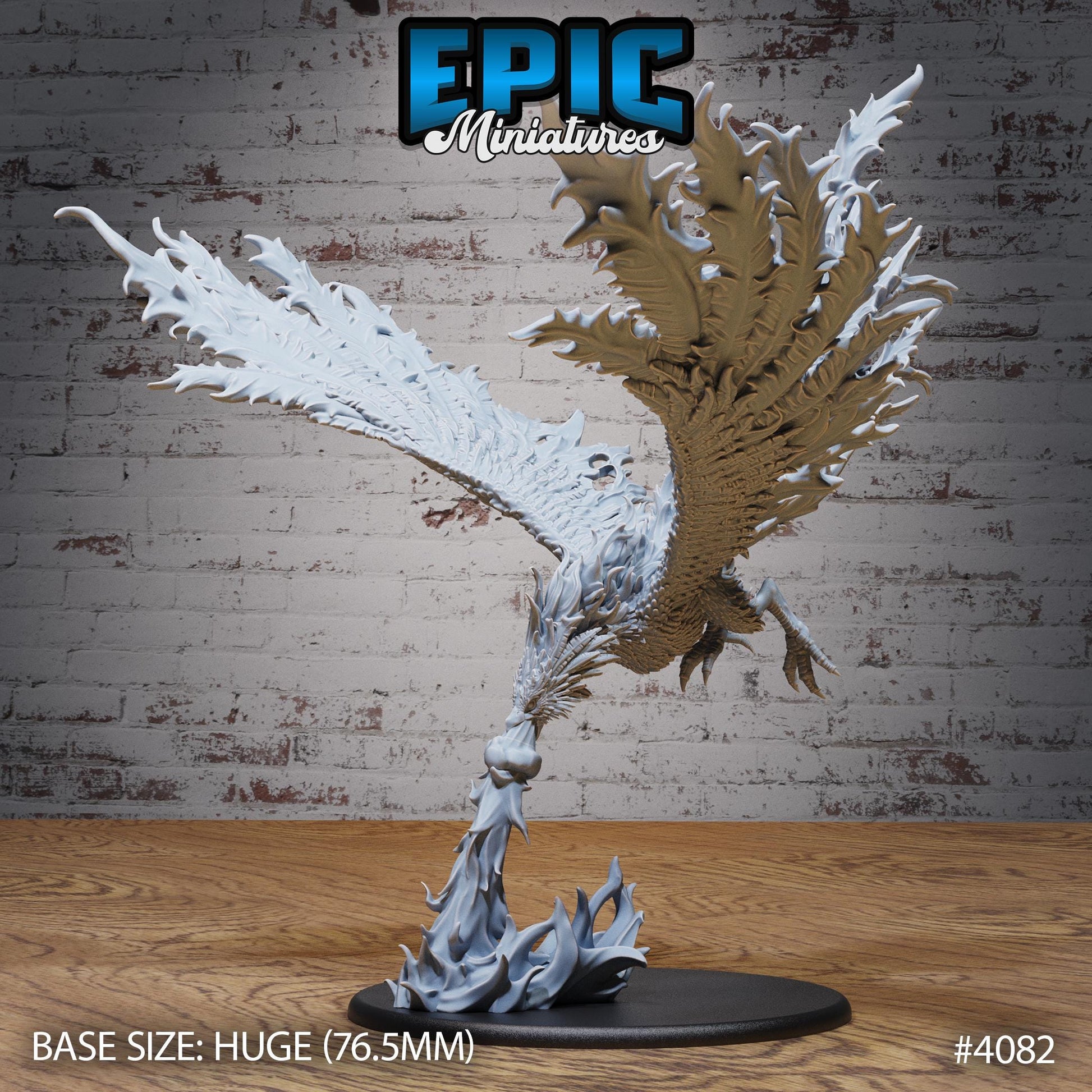 Primordial Phoenix Miniature (Huge) | Premium DnD Minis | High Quality Resin | Flame, Fire, Dragon, Feathers, Flying, Beast, Flames, HP