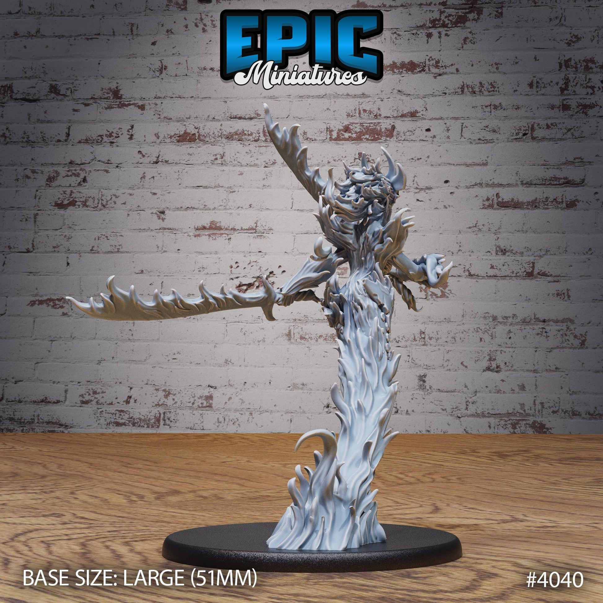 Female Fire Elemental Miniature (Large) | Premium DnD Minis | High Quality Resin Miniature | Fantasy, Flames, Sword, Magic. Ice