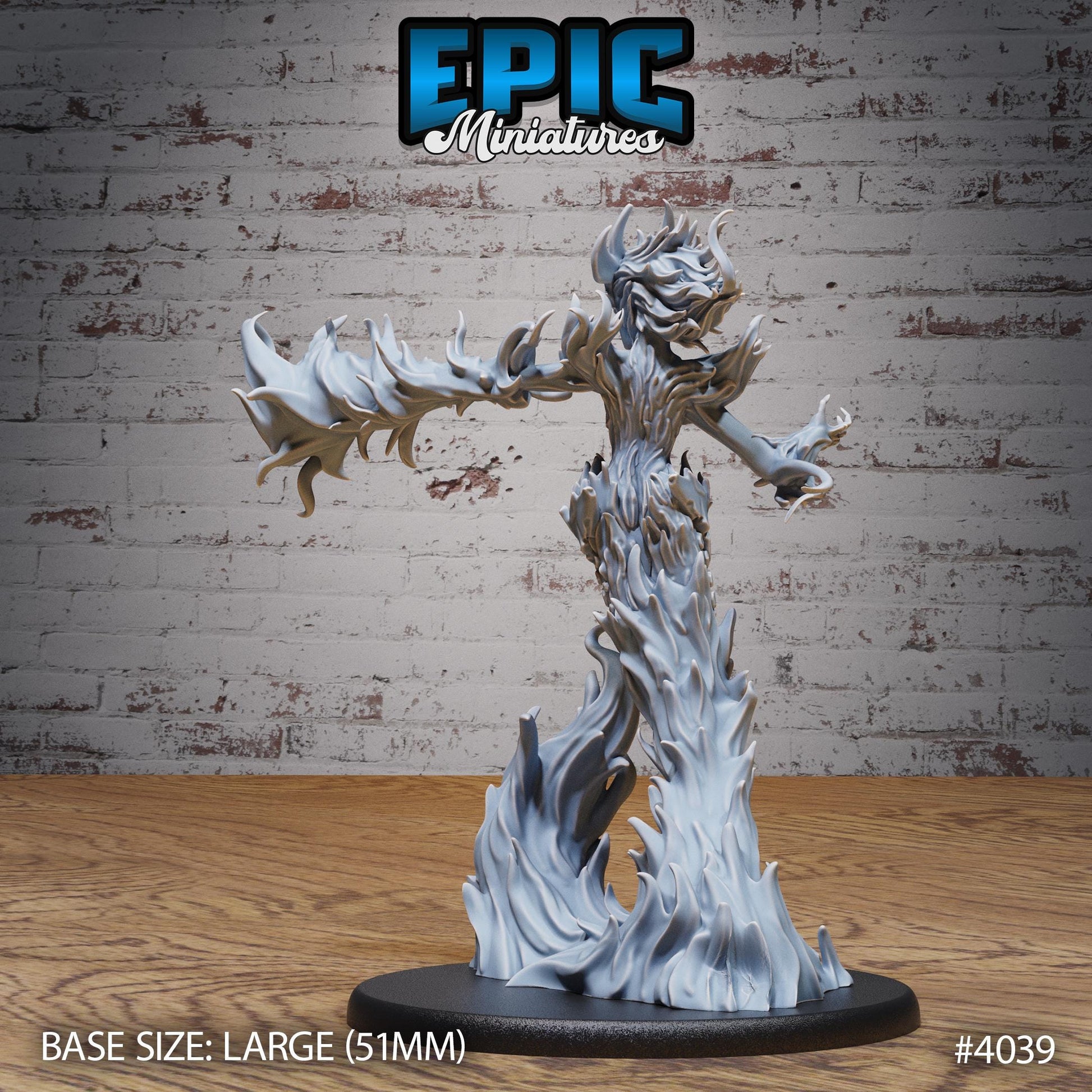 Female Fire Elemental Miniature (Large) | Premium DnD Minis | High Quality Resin Miniature | Fantasy, Flames, Sword, Magic. Ice