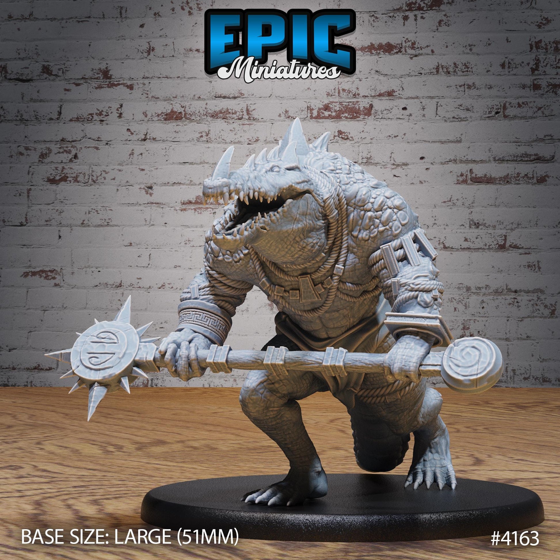 Crocodile Champion Miniature (Large) | Premium DnD Minis High Quality Resin | Beast, Alligator, Axe, Swim, Water, Swamp, Armor, Painted