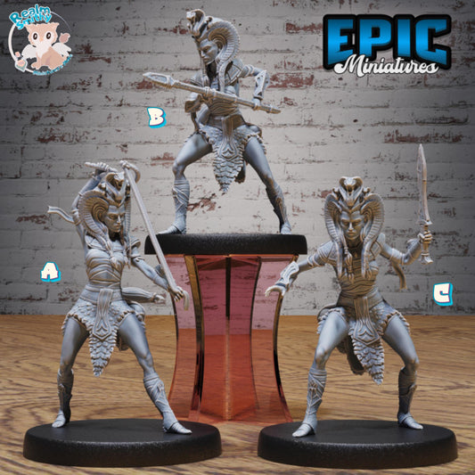 Female Cleopatra Royal Guard Miniature (Medium) | Premium DnD Minis High Quality Resin | Fantasy, Mummy, Snake, Desert, Pyramid