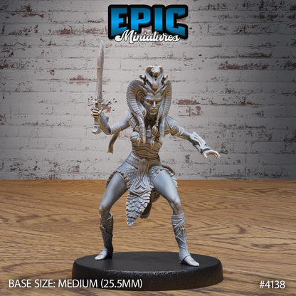 Female Cleopatra Royal Guard Miniature (Medium) | Premium DnD Minis High Quality Resin | Fantasy, Mummy, Snake, Desert, Pyramid