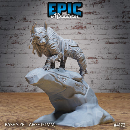 Lynx Mummy Miniature (Large) | Premium DnD Minis High Quality Resin | Beast, Anubis, Desert, Lion, Sphinx Pyramid Enemy, Pounce, Mummified
