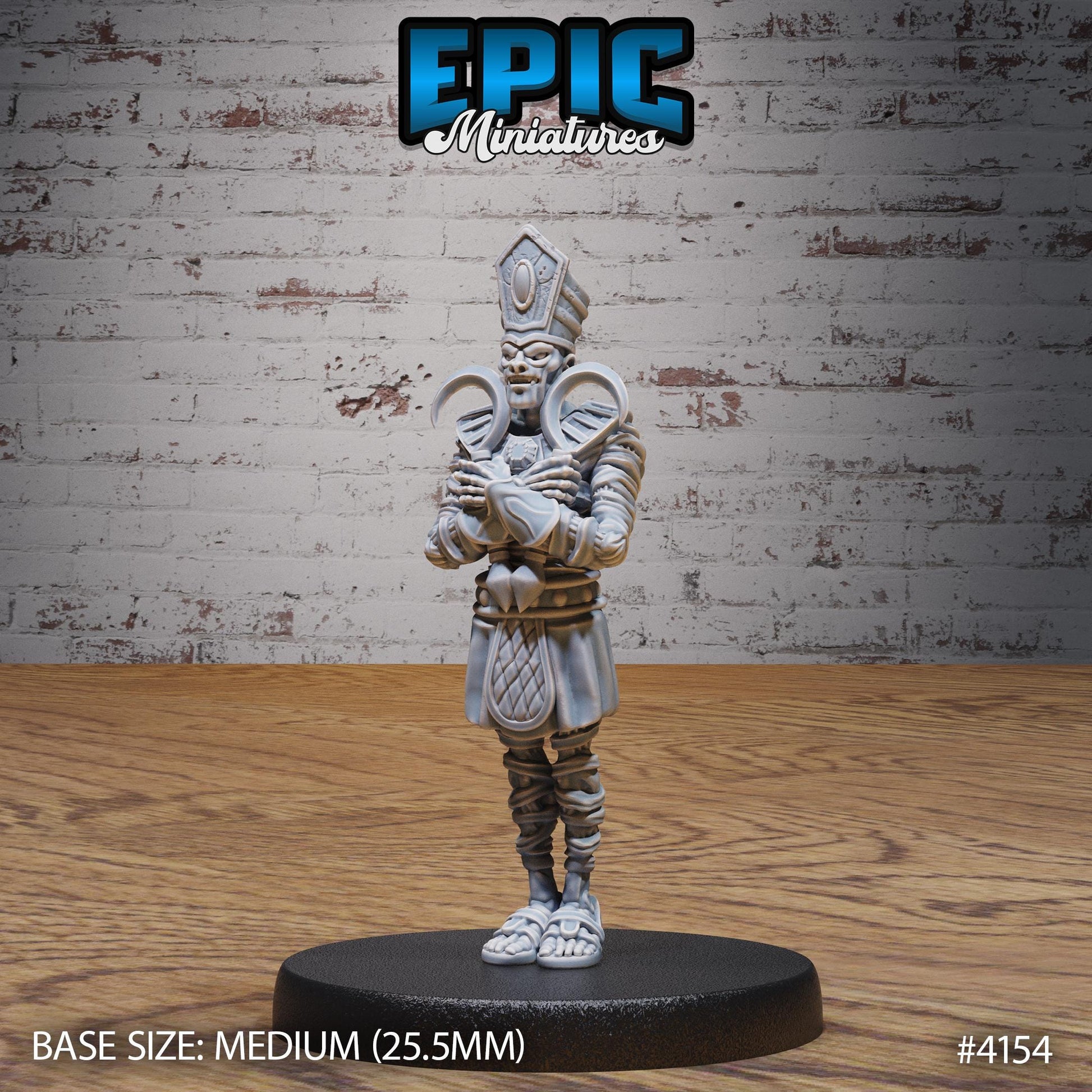 Ancient Egyptian High Priest Miniature (Medium) | Premium DnD Minis High Quality Resin | Fantasy, Mummy, Tomb, Magic, Scythe