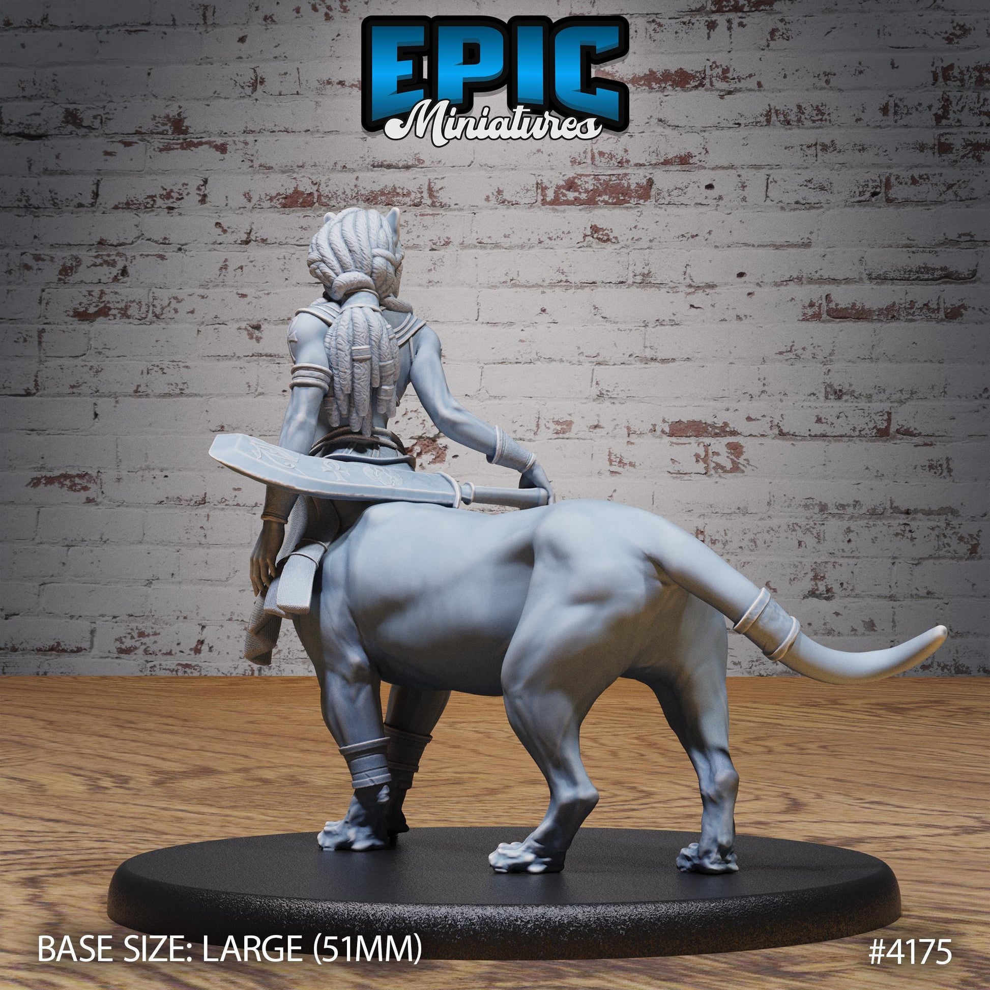 Female Lion Centaur Bastet Devotee Miniature (Large)| Premium DnD Minis High Quality Resin | Beast, Sphinx, Sword, Lion, Desert, Cat, Spear