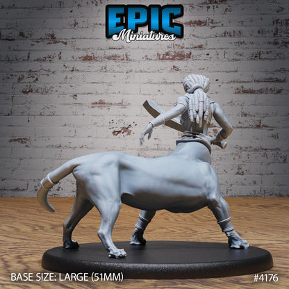 Female Lion Centaur Bastet Devotee Miniature (Large)| Premium DnD Minis High Quality Resin | Beast, Sphinx, Sword, Lion, Desert, Cat, Spear