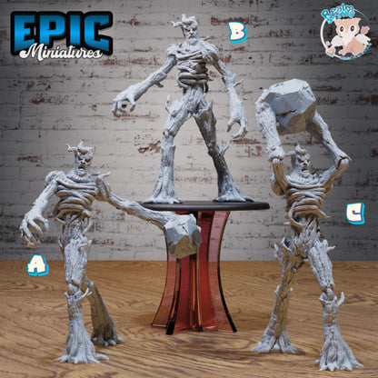 Bone Dry Treant Miniatures (Huge) | Premium DnD Minis | High Quality Resin | Tree Creature, Stone, Throwing Rock, Spriggan Lesh, Wood Man