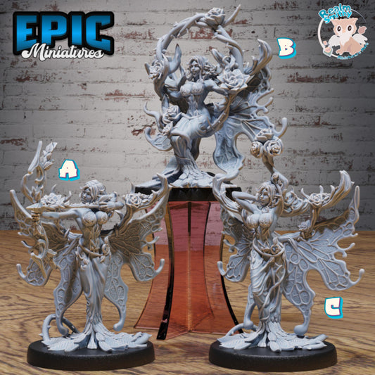 Rose Fairy (Medium) | Premium DnD Minis | High Quality Resin Miniature | Fantasy, Flowers, Vines, Female, Woman Breasts, Flower, Beautiful