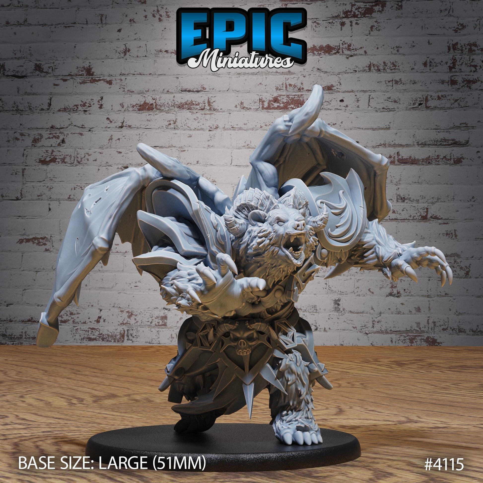 Winged Bear Druid Miniature (Large) | Premium DnD Minis | High Quality Resin | Fantasy, Halsin, Wings, Creature, Pathfinder, Winged Bugbear