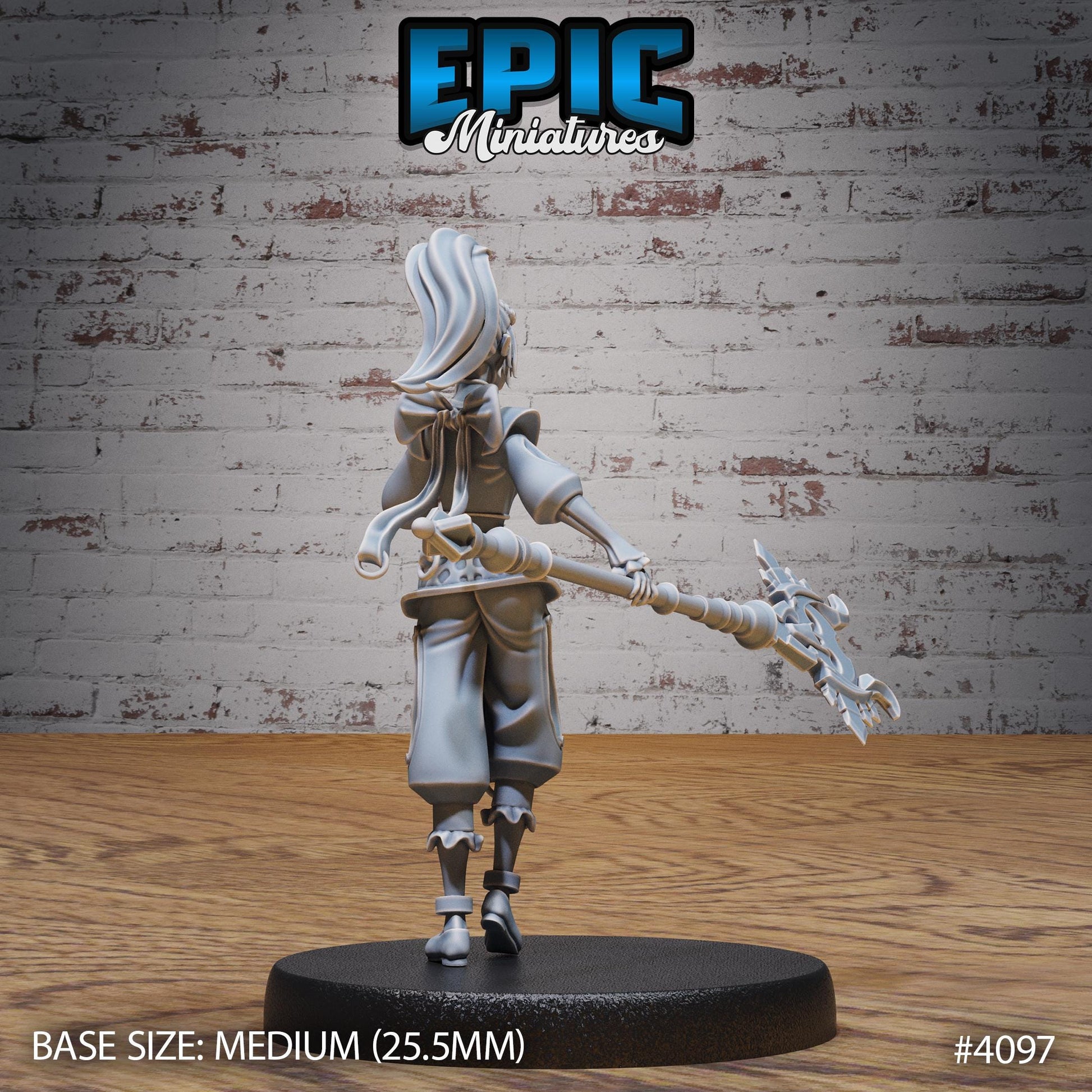 Female Elf Sorceress Miniature (Medium) | Premium DnD Minis High Quality Resin | Fantasy, Wizard, Warlock, Staff, Bust, Book, Ponytail