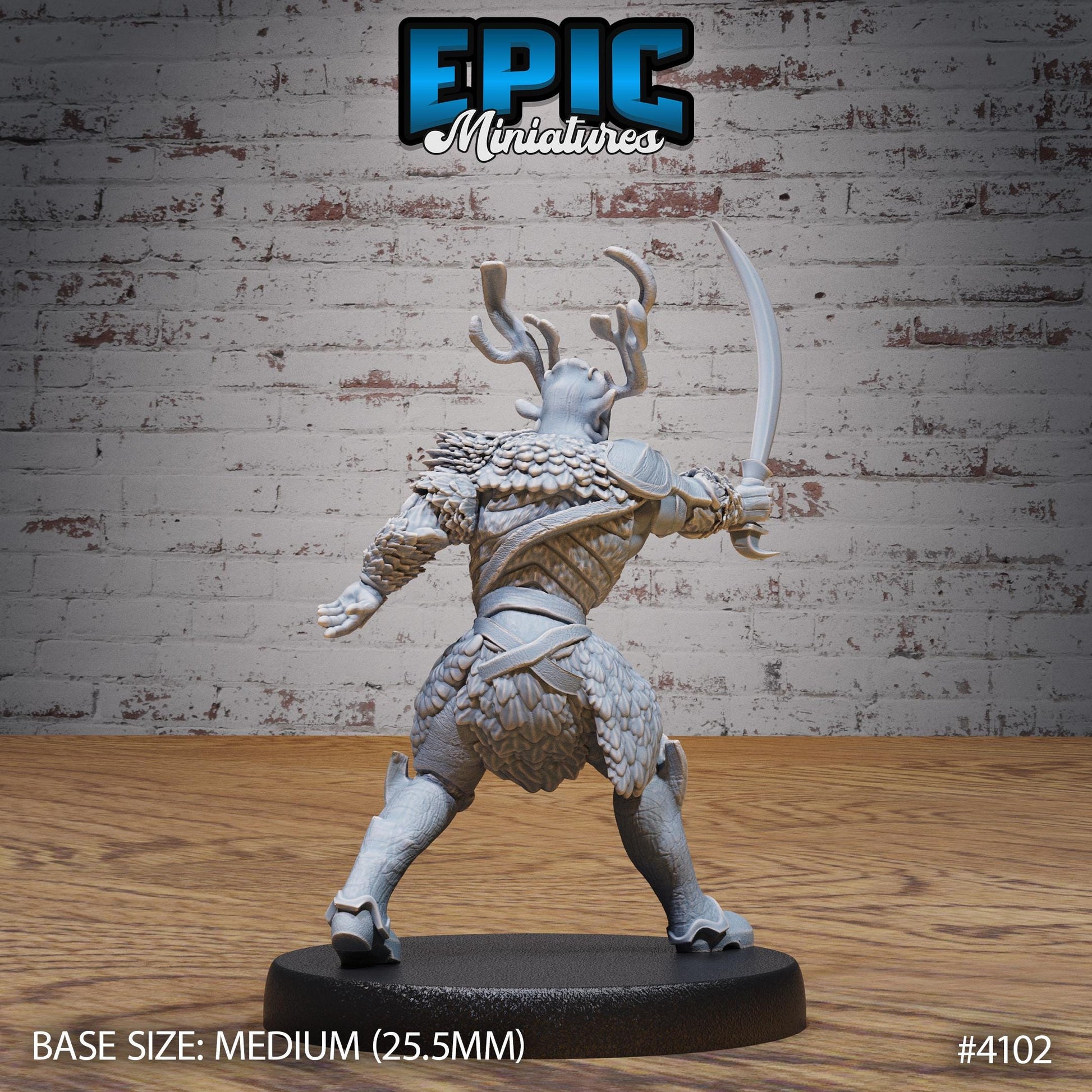Male Woodland Knight Miniature (Medium) | Premium DnD Minis High Quality Resin | Fantasy, Druid, Antlers, Ranger, Bow, Crouch