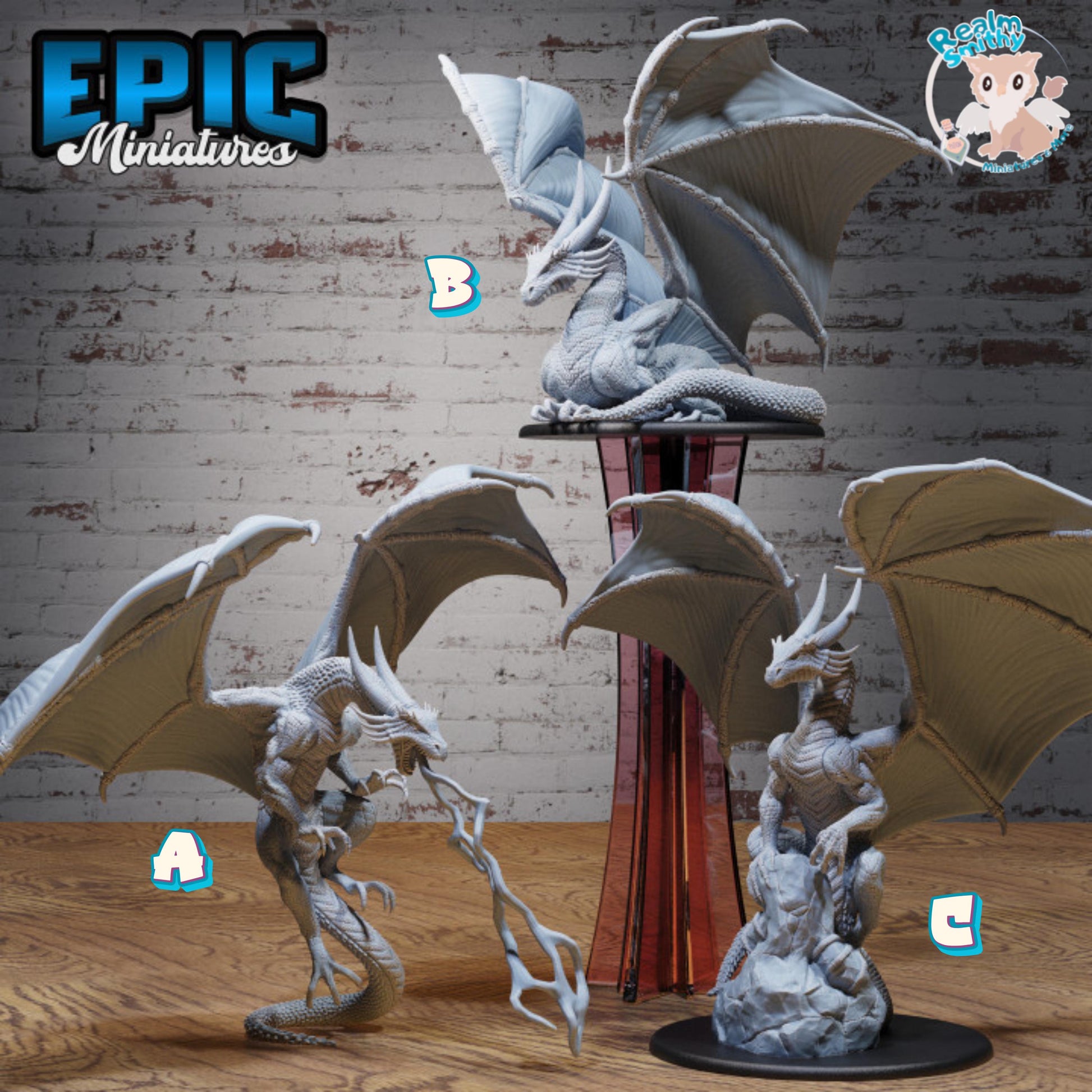 Storm Dragon Miniature (Huge) | Premium DnD Miniatures | High Quality Resin | Wyrm, Wyvern Wings, Lightning, Resting, Attacking, Massive