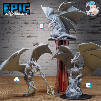Storm Dragon Miniature (Huge) | Premium DnD Miniatures | High Quality Resin | Wyrm, Wyvern Wings, Lightning, Resting, Attacking, Massive