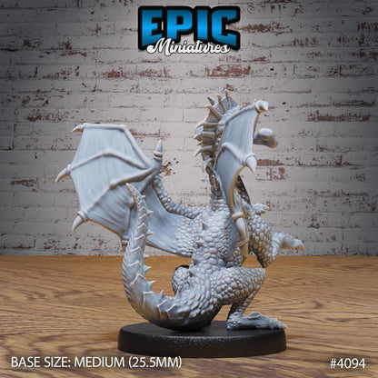 Green Dragon Wyrmling Miniature (Medium) | Premium DnD Minis High Quality Resin | Fantasy | Baby, Adorable, Cute, Eating Wyvern, Dragonling